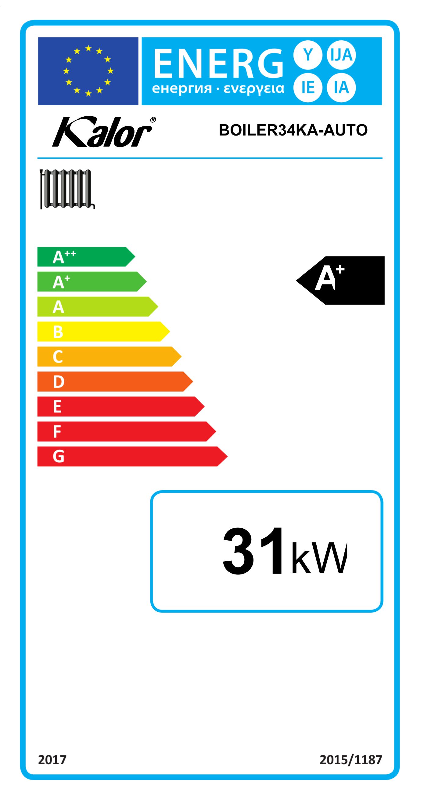 Kalor Kompakt 34 - automatický kotel na pelety s proroštováním - DOTACE SVT33383 - energetický štítek