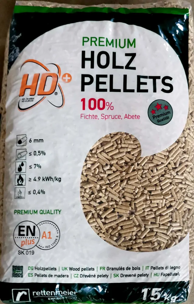 Pelety ENplus A1 PREMIUM HD+, pytel 15kg