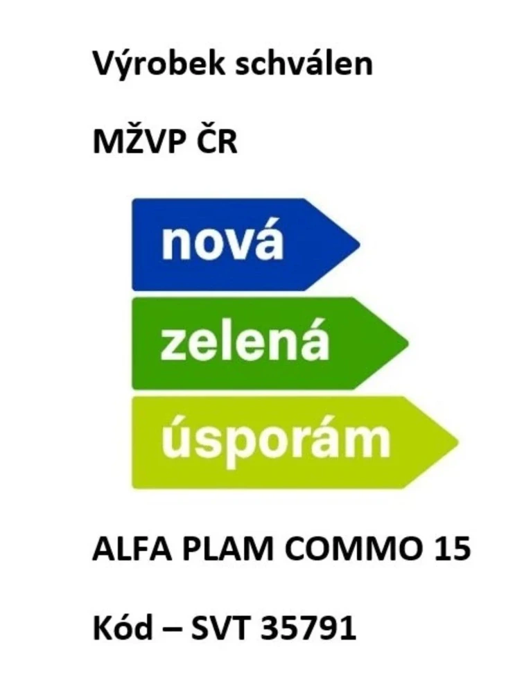 Alfa Plam Commo 15 Eco černá -  peletová kamna s výměníkem do interiéru - DOTACE